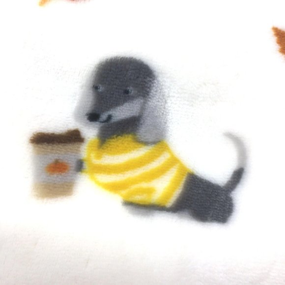 Dachshund Dog Throw Blanket MicroFleece Pumpkin Spice Coffee Sweater Fall Leaves - Picture 7 of 11